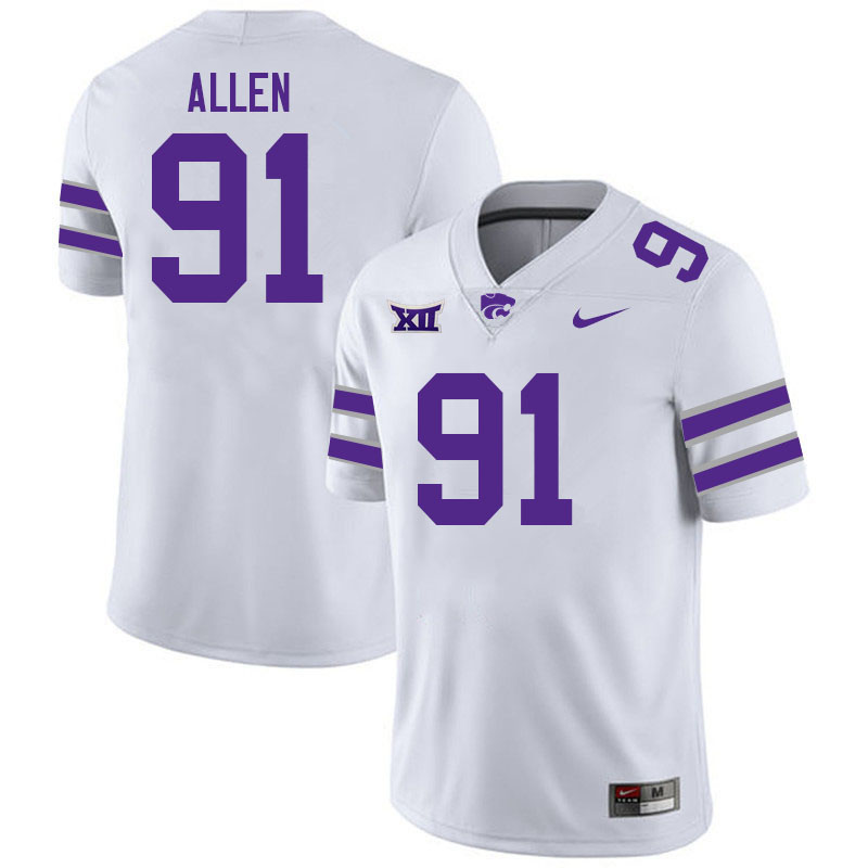 #91 Jordan Allen Kansas State Wildcats Fotball Jerseys Stitched Sale-White